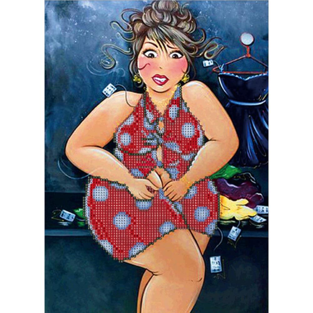 1000x1000 Home Diy 5d Diamond Switch Kit Embroidery Comic Funny Fat Girl 30 - Fat Girl Painting