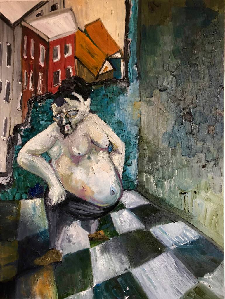 770x1023 Saatchi Art Fat Guy (2014) Painting By Patrick Rafferty - Fat Guy Painting