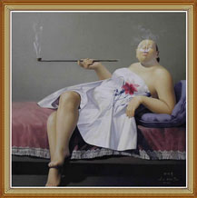 217x218 Buy Custom Chinese Fat Woman Oil Paintings Art On Canvas - Fat Lady In Painting