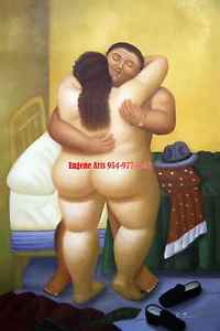 200x300 24x36100%hand Painted Oil Flat,fernando Botero Style,fat Lady,fat - Fat Lady Painting