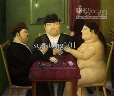 400x337 100% Handicraft Fat Man And Women Play Poker Oil Painting Art Home - Fat Man Painting