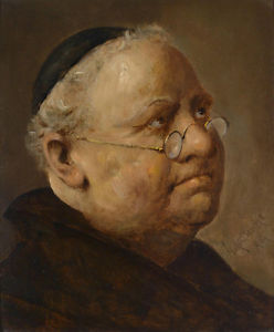 248x300 Oil Painting Male Portrait Fat Old Man With Glasses Handpainted - Fat Man Painting