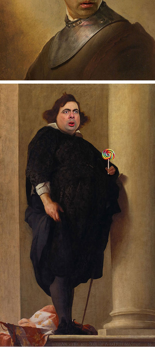 540x1208 Photoshopping Mr. Bean Into Famous Paintings - Fat Man Painting