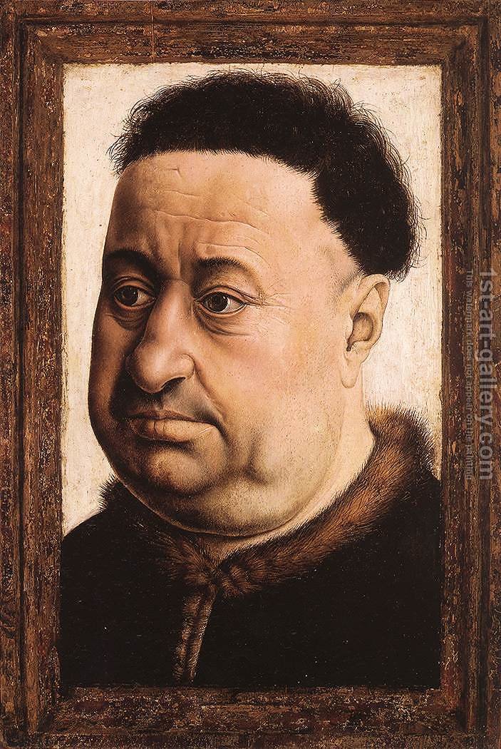 703x1050 Portrait A Fat Man C. 1430 (Robert Campin) Master - Fat Man Painting