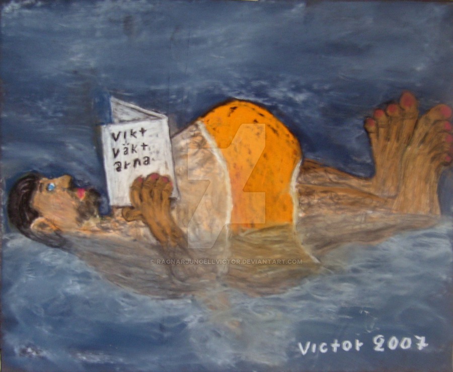 900x740 The Floating Fat Man By Ragnarjungellvictor - Fat Man Painting