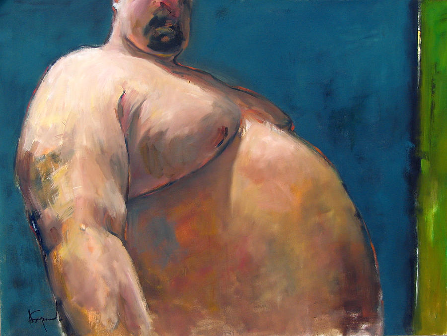 900x678 Belly With A Green Margin Painting By Alexei Biryukoff - Fat Man Painting
