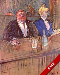 240x300 Fat Man Amp Woman In French Cafe Bar France Painting Art Real Canvas - Fat Man Painting