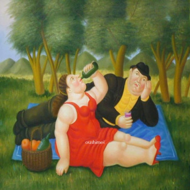 640x640 Wall Art Funny Portrait Picture On Canvas Famous Oil Painting - Fat People Painting