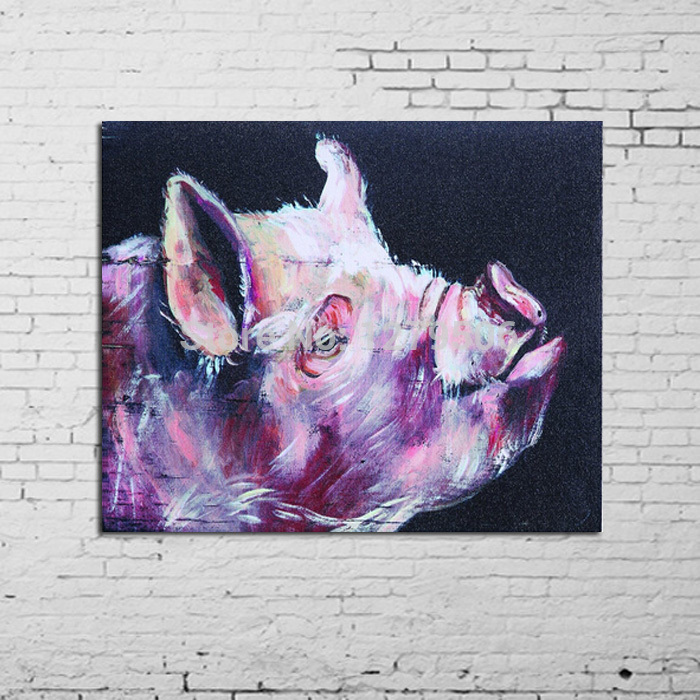 700x700 Modern Animal Oil Paintings Cute Pig Hand Painted Lovely Pig - Fat Pig Painting