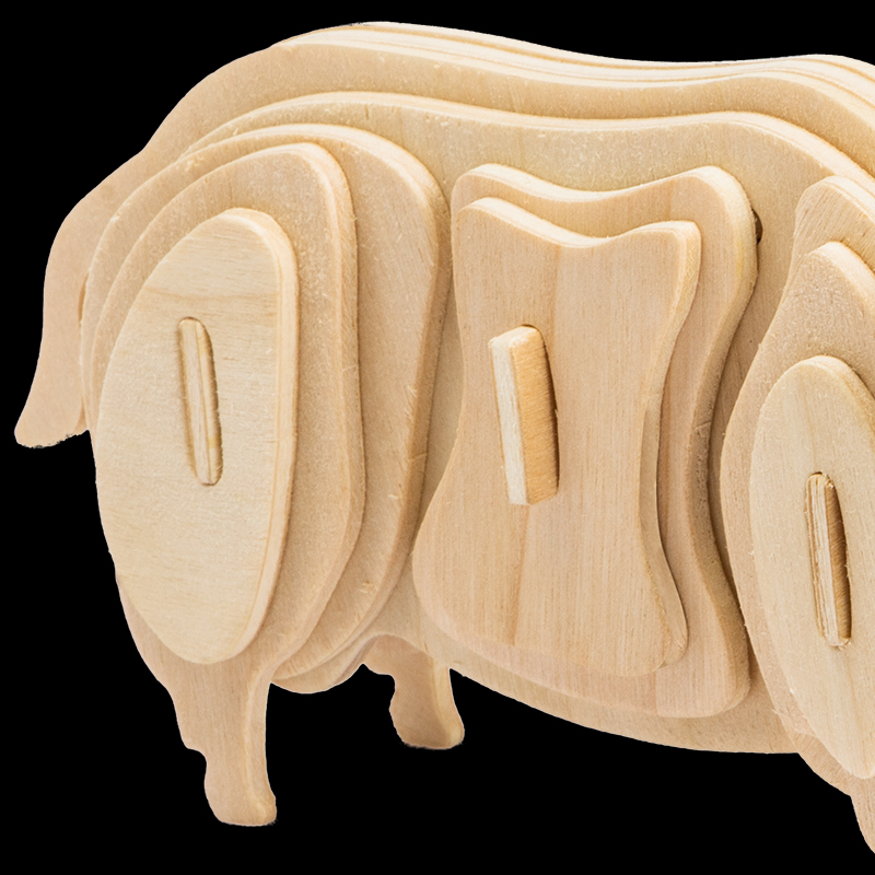 800x800 Robotime 3d Wooden Puzzle Farm Kids Pet Fat Pig Assembled Model - Fat Pig Painting