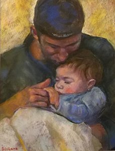 229x300 Father Holding Baby Paintings Fine Art America - Father And Child Painting