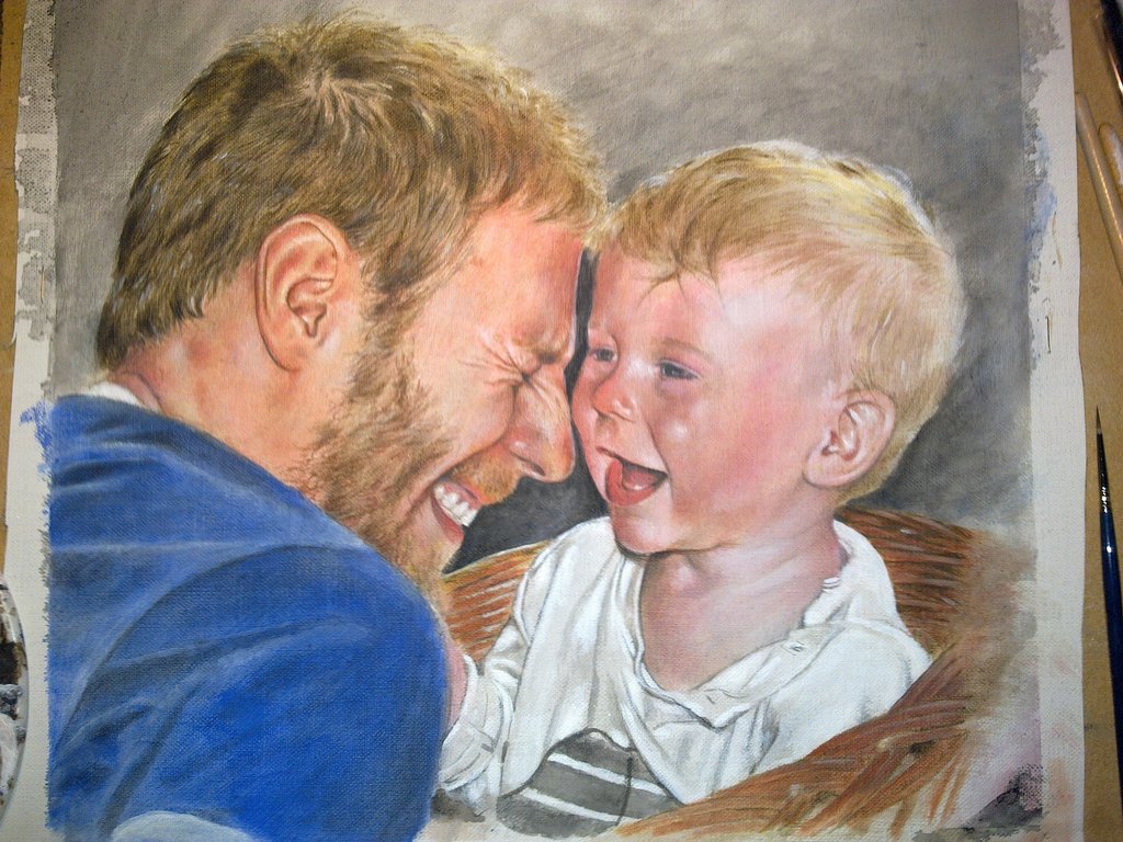 1024x768 Father And Son By Sekalf - Father And Child Painting