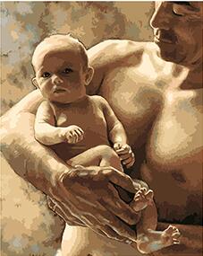 227x285 Mahuaf W721 Father Child Painting By Numbers On Canvas Diy Oil - Father And Child Painting