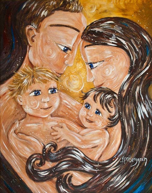 500x632 Father, Motherhood, Fatherhood, Cosleep, Co Sleep, Bed, Family Bed - Father And Child Painting