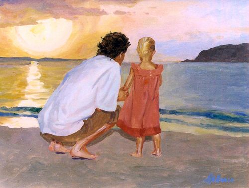 500x377 Contemporary Painting - Father And Daughter Painting