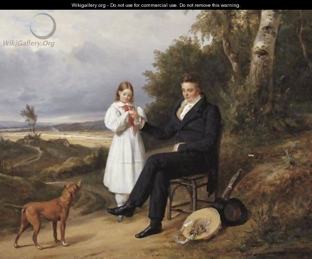 640x532 Father And Daughter In A Landscape - Father And Daughter Painting