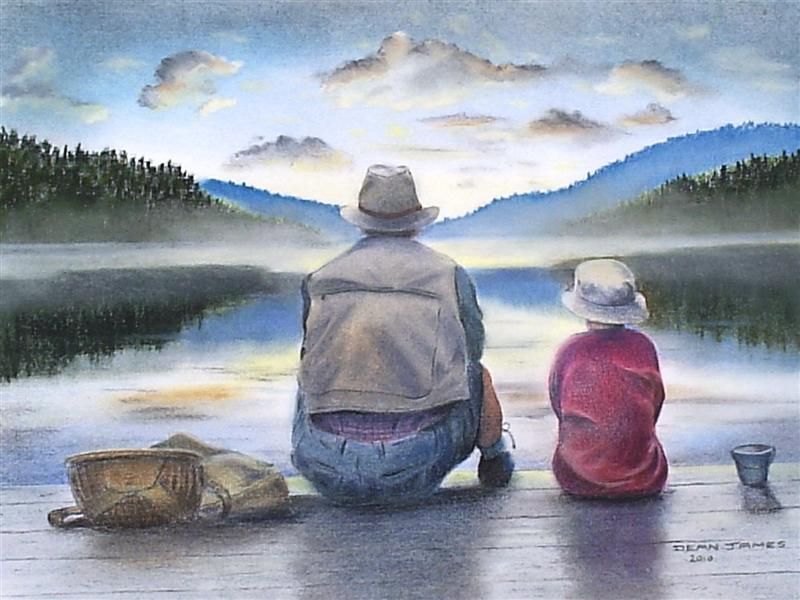 800x600 Love This Painting Of Father And Son Fishing! Paintings - Father And Son Painting