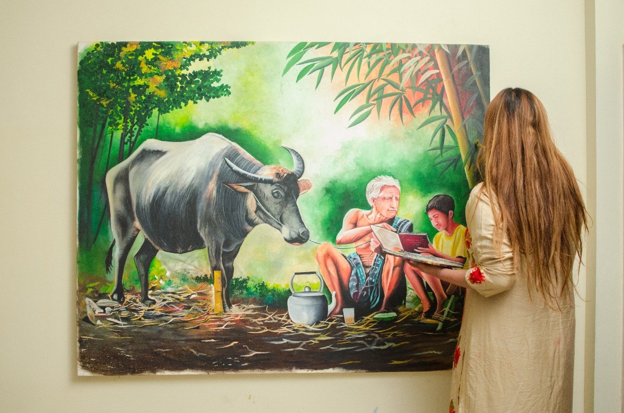 1280x847 The Village Father Son Painting - Father And Son Painting