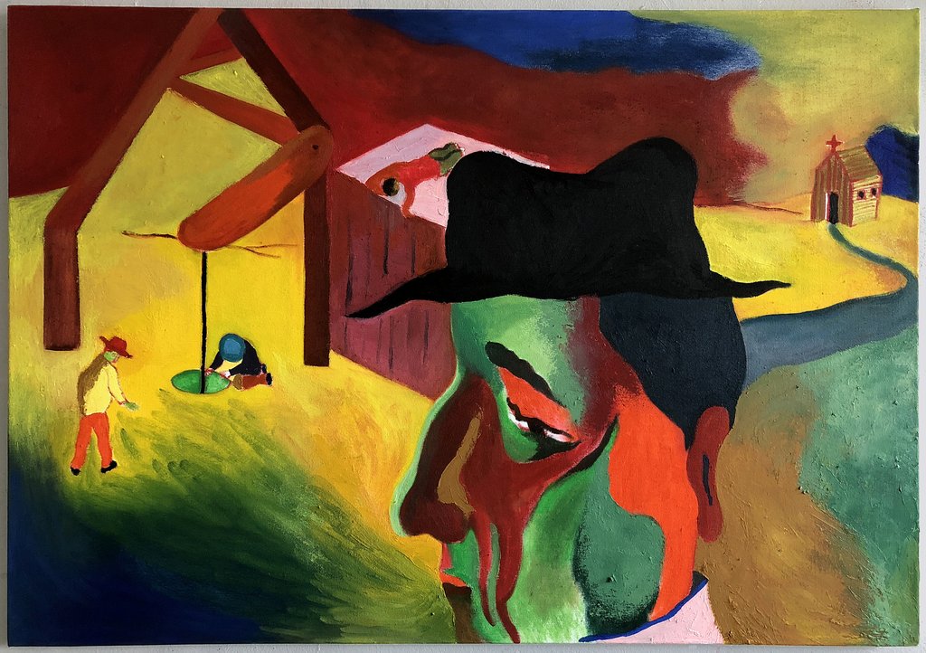 1024x722 Dov Talpaz, Father Son Eternal Fight Springreak Art Show - Father And Son Painting