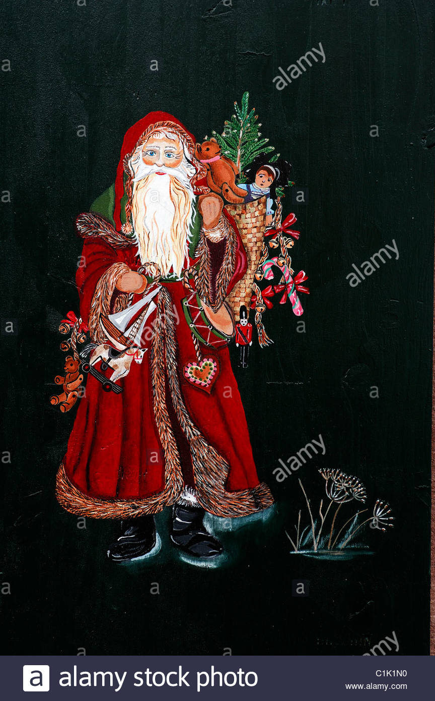 864x1390 France, Haut Rhin, Colmar - Father Christmas Painting