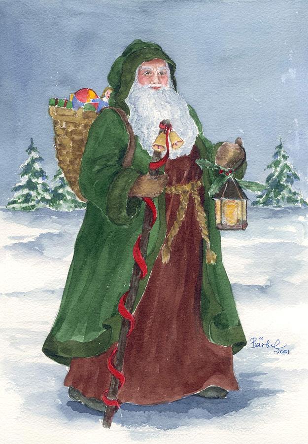 625x900 Old World Father Christmas Painting By Barbel Amos - Father Christmas Painting