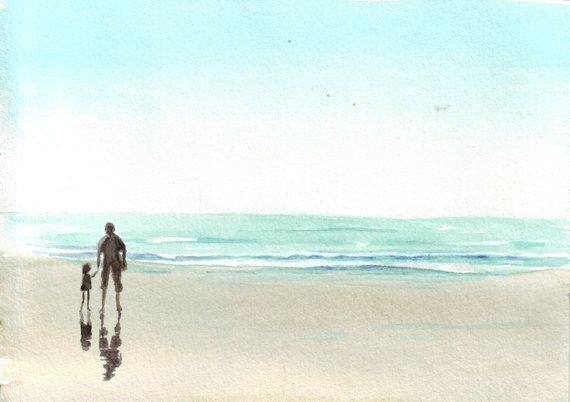 570x402 Father And Daughter Watercolor Painting - Father Daughter Painting