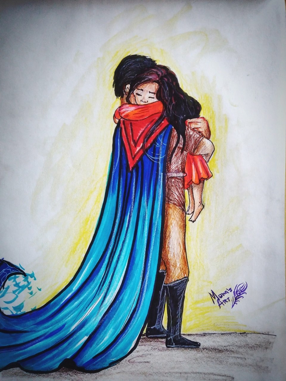 960x1280 Buy Father Daughter Love(Superhero) Handmade Painting By Mona - Father Daughter Painting