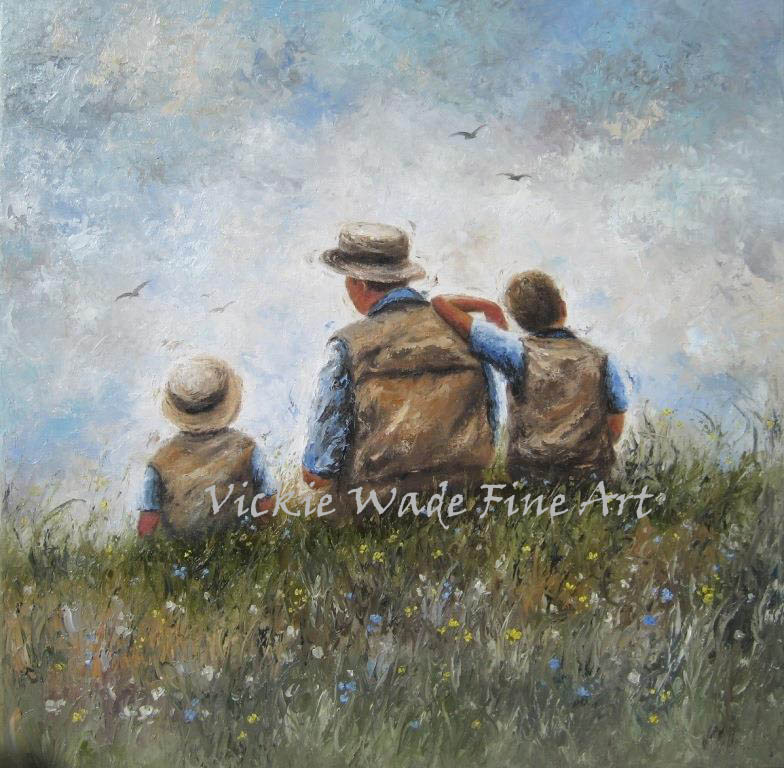 784x768 Father And Two Sons Original Oil Painting Vickie Wade Fine Art - Father Painting