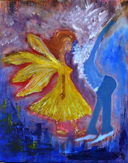 512x650 Just To Dance With My Father Again, Painting, Dress, Wings Art - Father Painting
