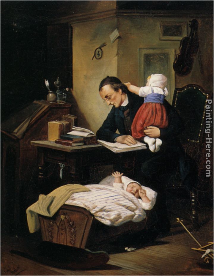 720x929 Theodor Alexander Weber The Busy Father Painting Anysize 50% Off - Father Painting