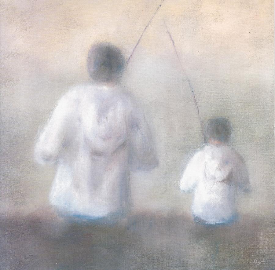900x884 Father And Son Fishing Painting By Alan Daysh - Father Painting