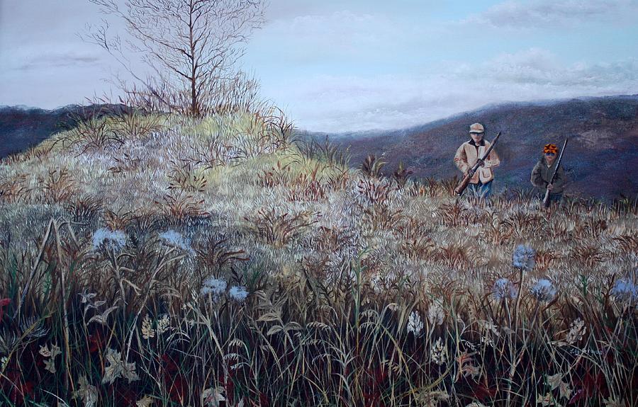 900x575 Father And Son Hunting Painting By Judy Groves - Father Son Painting