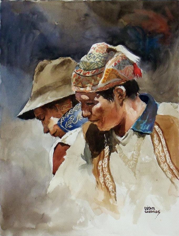 681x900 Father And Son Painting By Oscar Cuadros - Father Son Painting