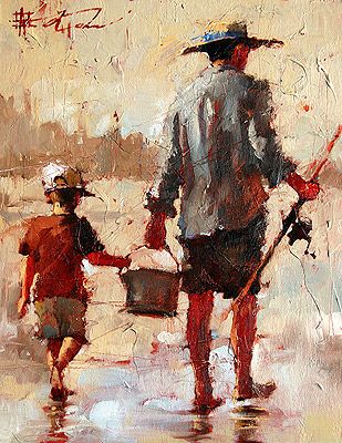 309x400 Fishing With Dad - Father Son Painting
