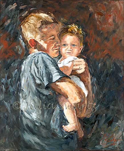 435x528 Mzteachuh Good Morning, Daddy - Father Son Painting