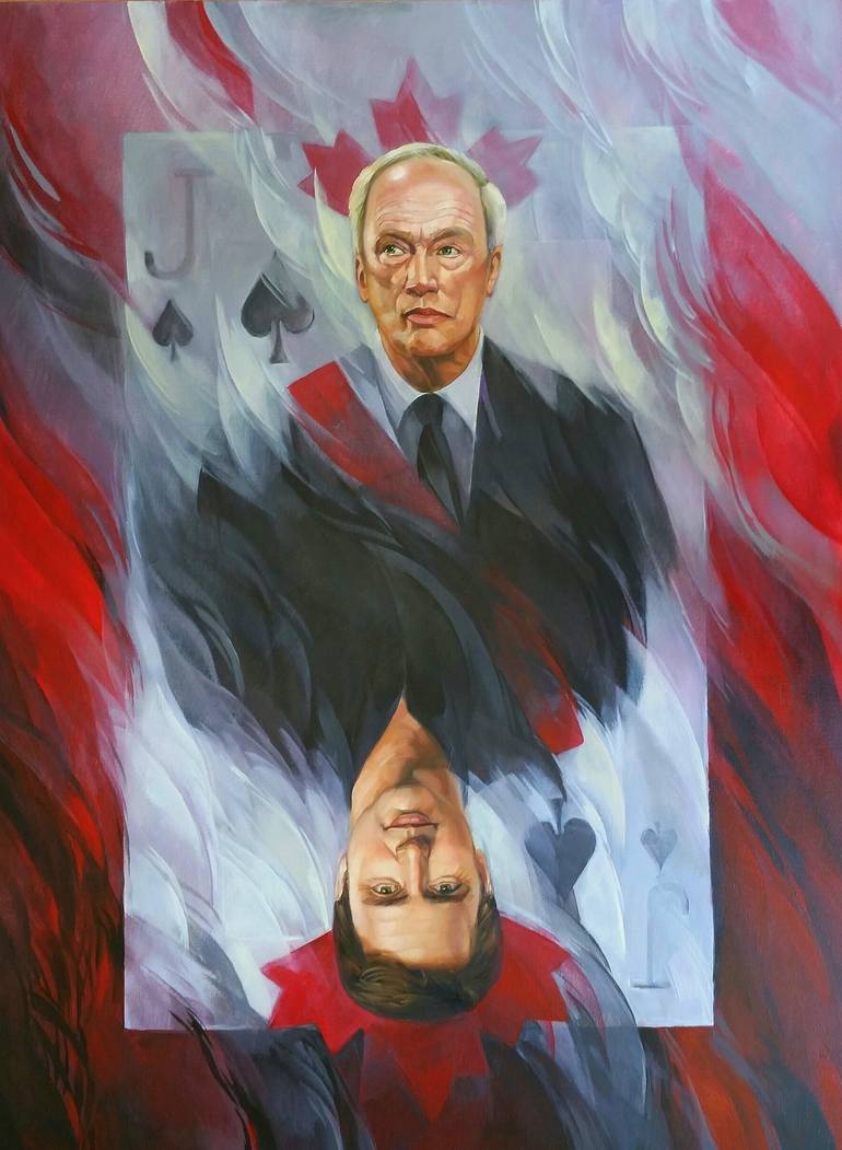 770x1051 Saatchi Art Trudeau Father And Son Painting By Farhad Amini - Father Son Painting