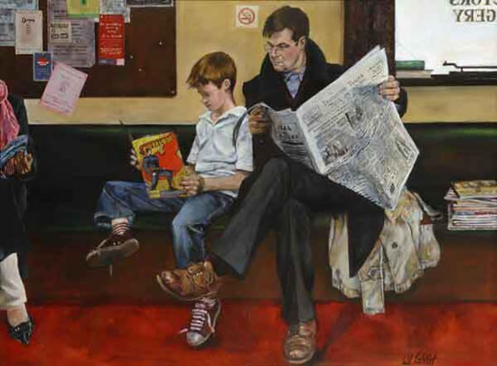 550x405 Waiting Room - Father Son Painting
