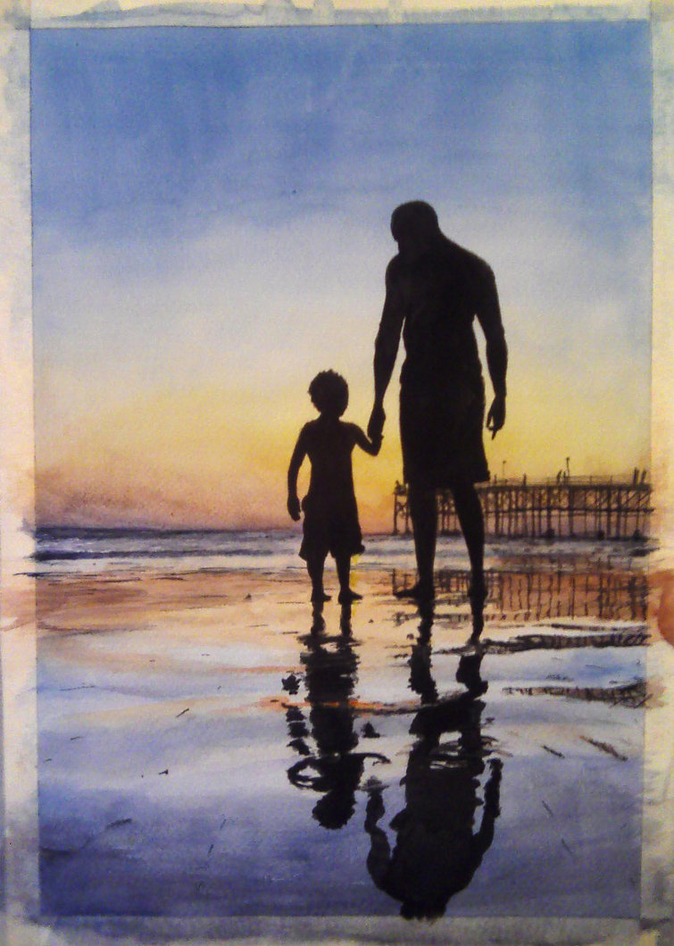 755x1059 Father Son By Vidk000 - Father Son Painting