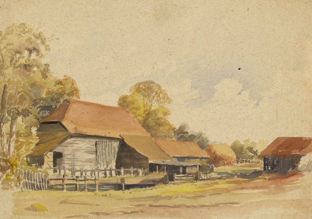1024x721 Patrick Faulkner, Barn With Slanted Roof - Faulkner Painting