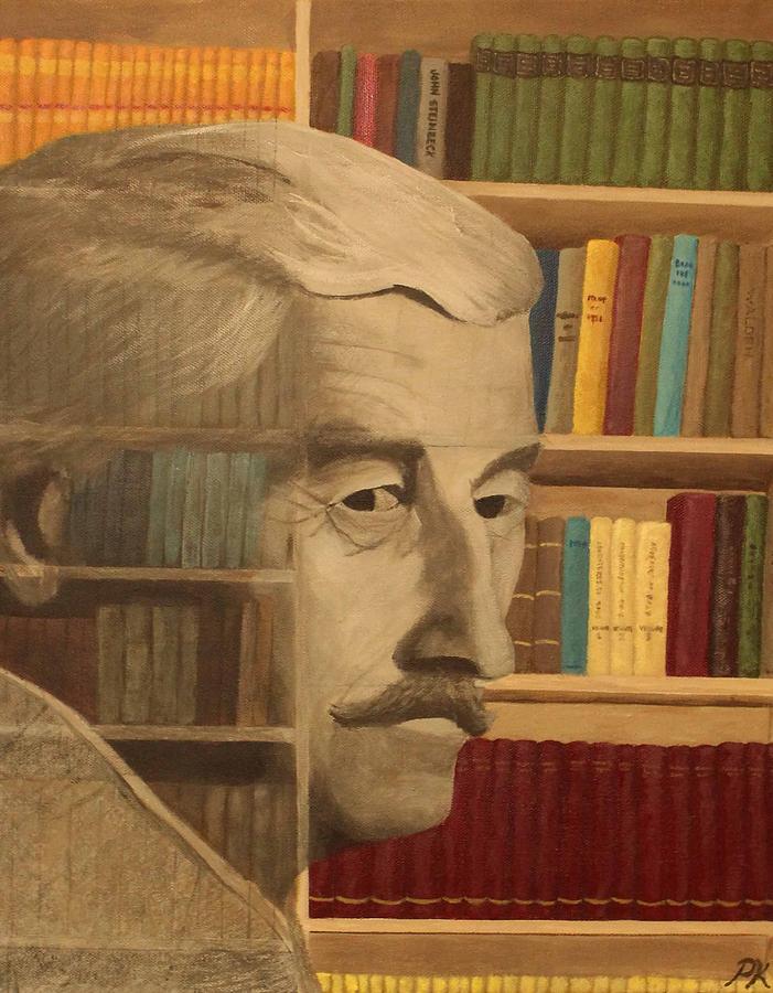701x900 Ghost In The Library William Faulkner Painting By Patrick Kelly - Faulkner Painting