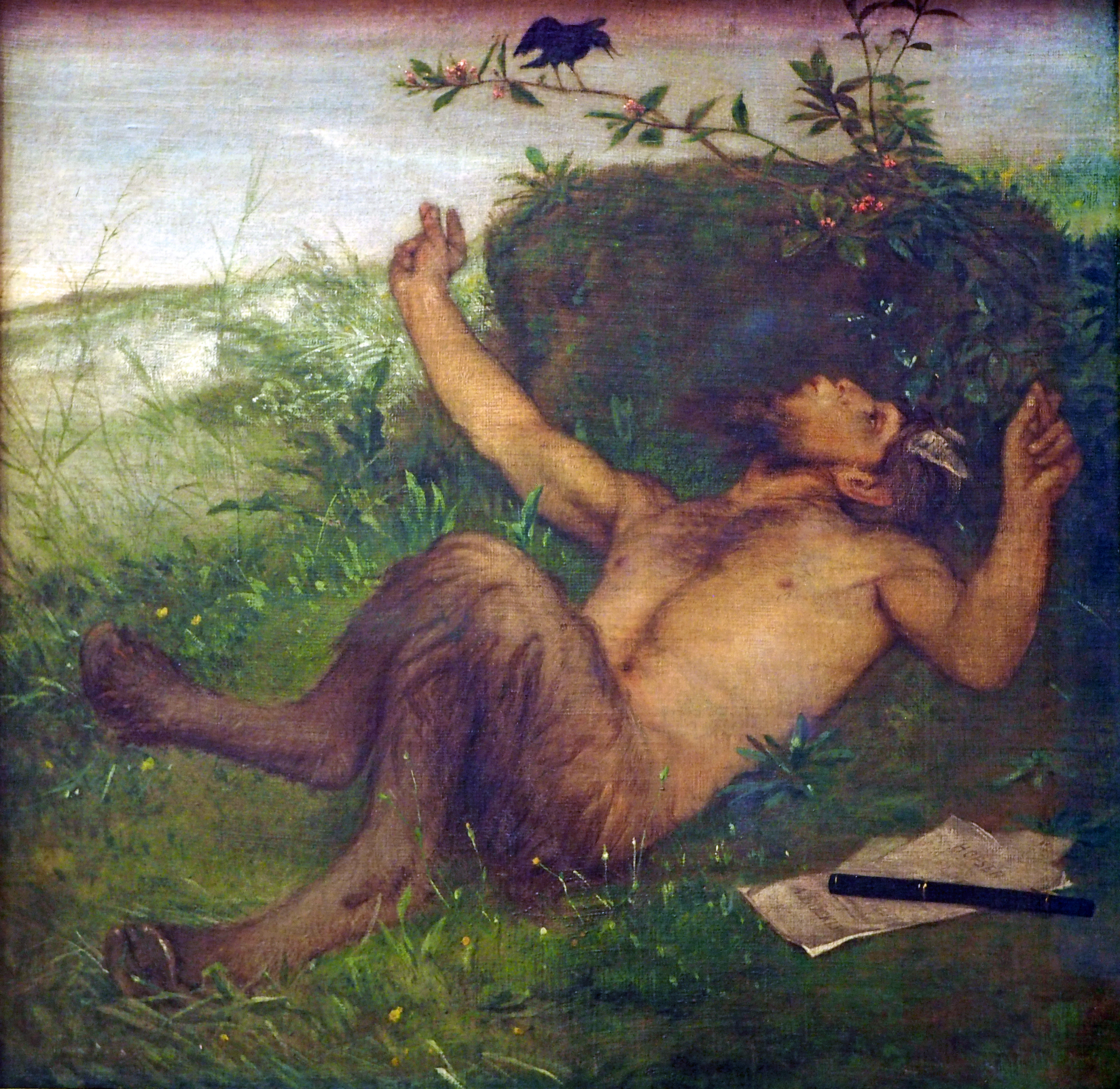 2831x2752 Filearnold Faun E Amsel Zupfeifend (1).jpg - Faun Painting