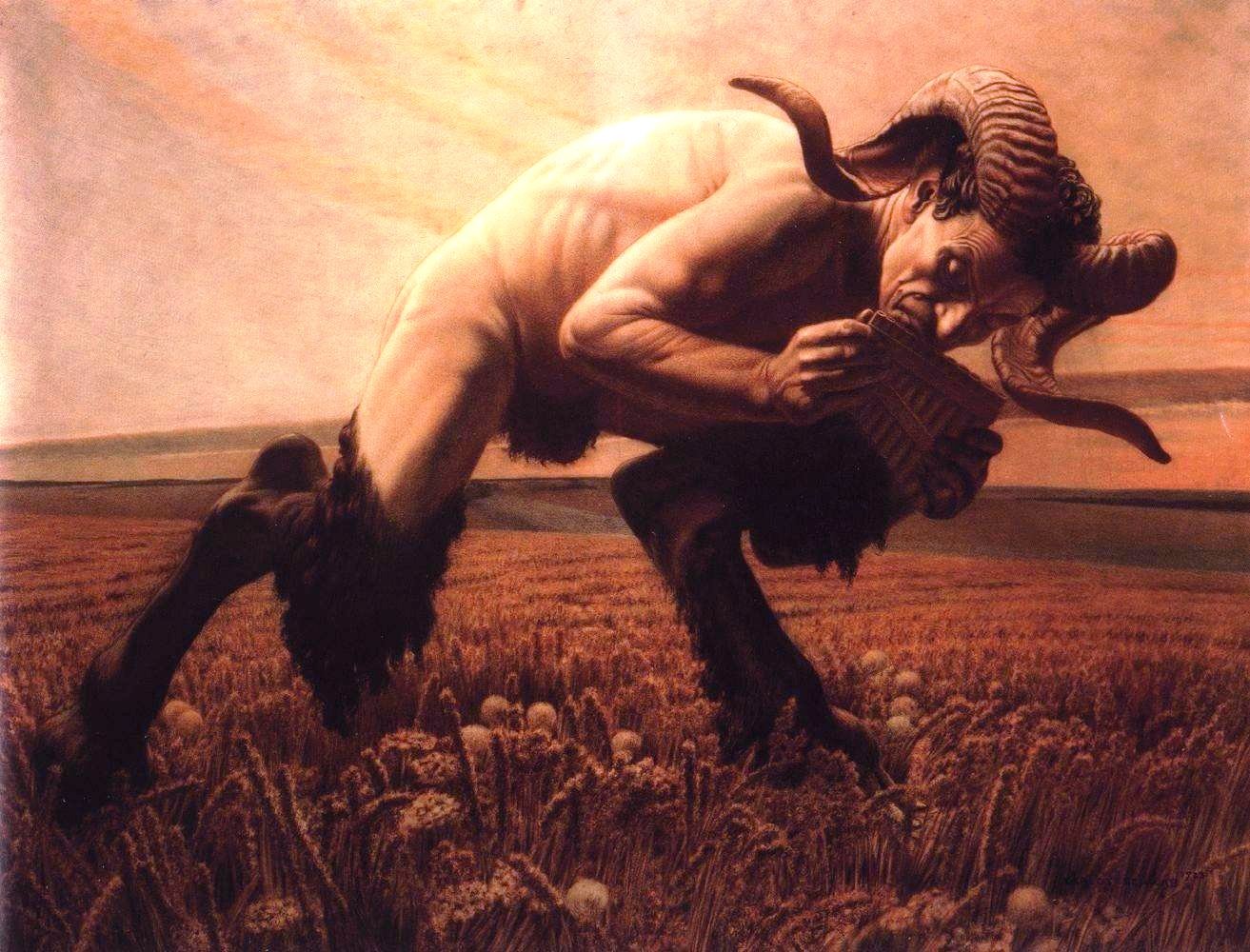 1313x1000 The Faun Painting Carlos Schwabe Oil Paintings - Faun Painting