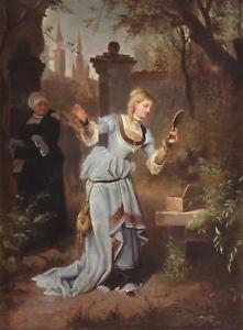 221x300 French School 19thc Antique Oil Portrait Painting Marguerite Faust - Faust Painting