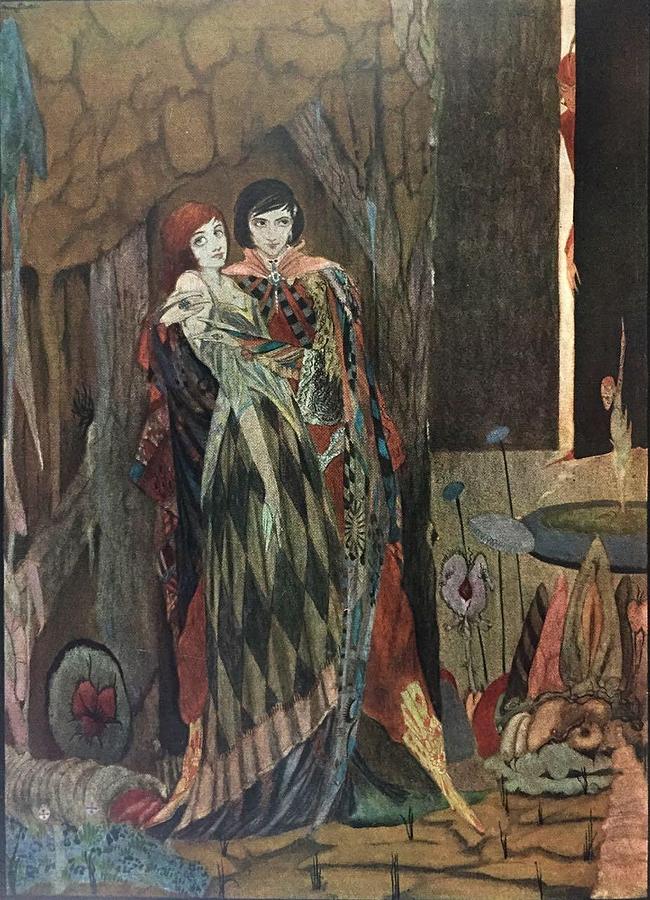 650x900 Faust And Margaret Painting By Harry Clarke - Faust Painting