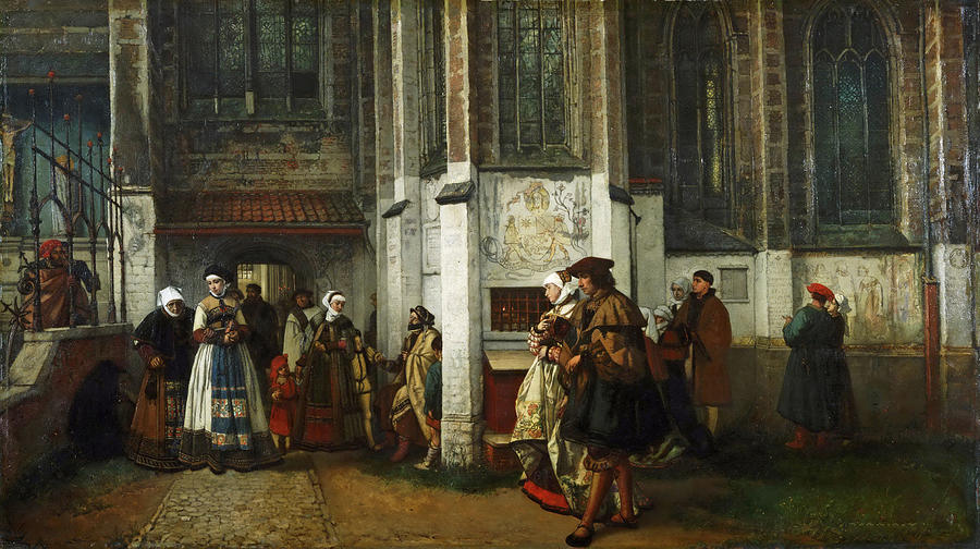 900x504 Faust And Marguerite Painting By Hendrik Jan August Leys - Faust Painting