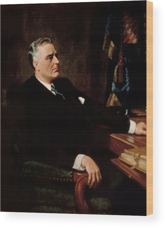 535x740 Fdr Official Portrait Wood Print By War Is Hell Store - Fdr Painting