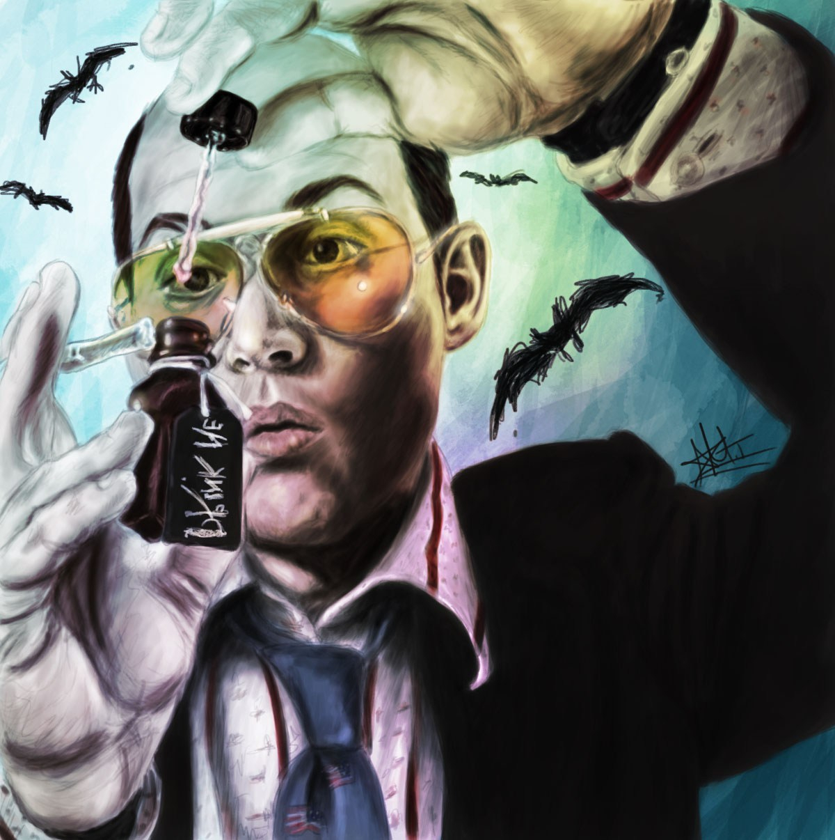1200x1206 Fear And Loathing In Las Vegas Painting Drink Me Fear And Loathing - Fear And Loathing In Las Vegas Painting