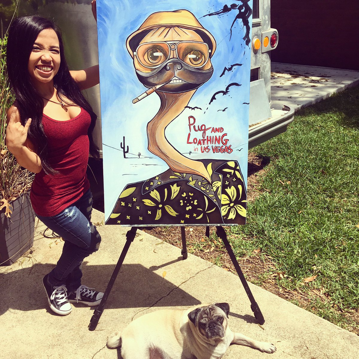 1200x1200 Asta Young On Twitter New Fear And Loathing Pug Parody Painting - Fear And Loathing Painting