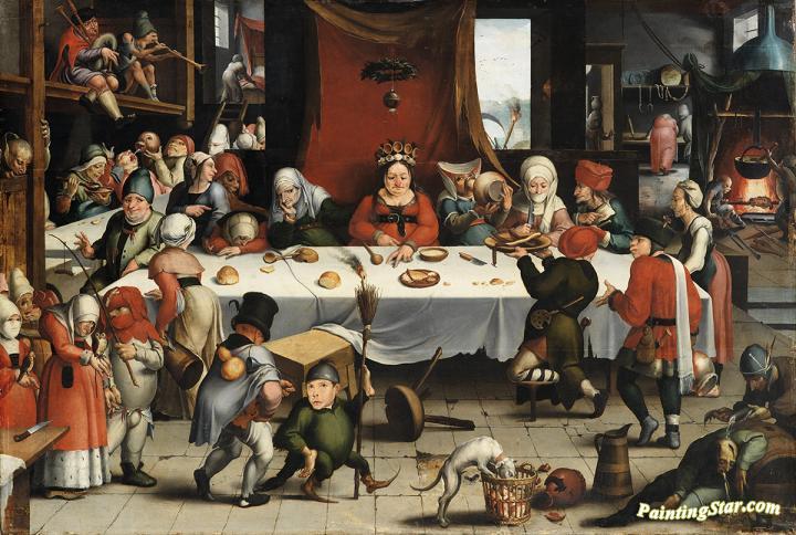 720x484 Burlesque Feast Artwork By Jan Mandijn (Or Mandyn) Oil Painting - Feast Painting