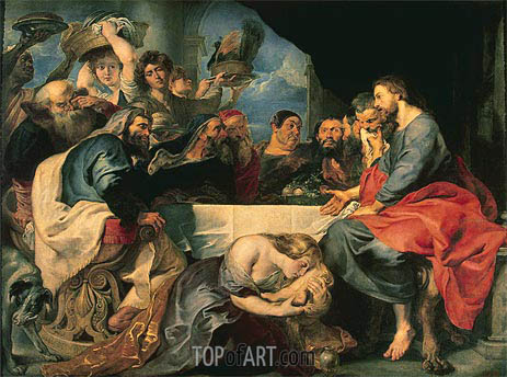 463x344 Feast In The House Of Simon The Pharisee Rubens Painting - Feast Painting